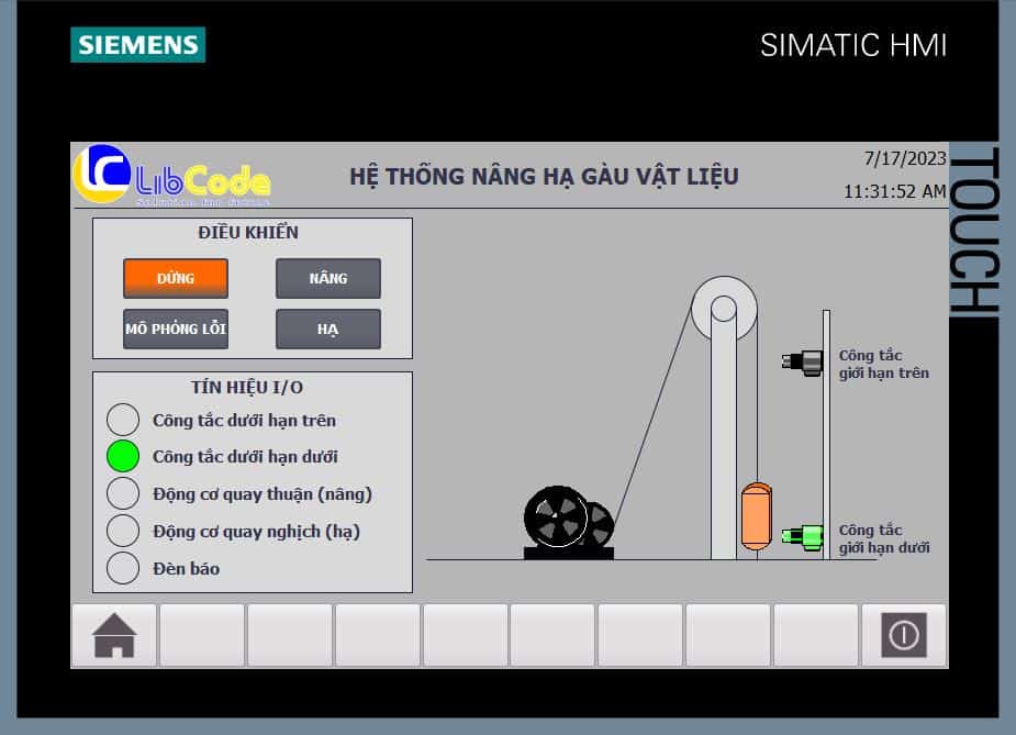 hệ thống nâng hạ gàu vật liệu